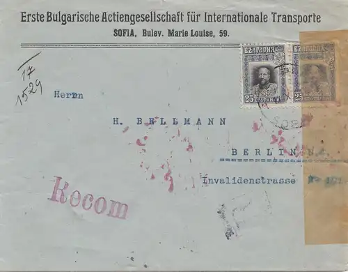 Bulgarie: 1917: Lettre recommandé de Sofia à Berlin