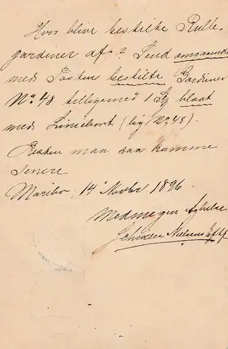 Danemark: 1896 Tout le dossier de Maribo à Berlin