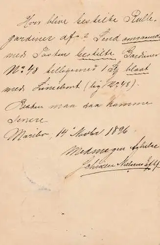 Danemark: 1896 Tout le dossier de Maribo à Berlin