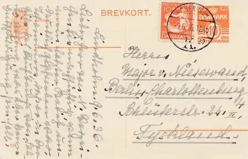 Dänemark: 1936: Postkarte von Kopenhagen nach Berlin