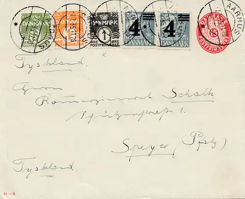 Danemark: 1935: Lettre d'Aarhus à Speyer
