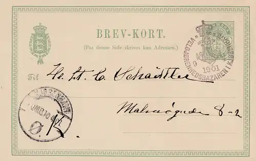 Danemark: 1901: Carte de vue (Homme globe) en entier