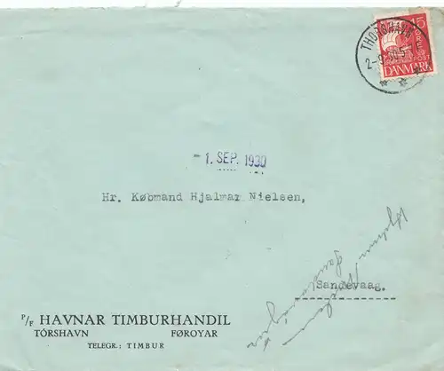 Danemark: 1930: Törshavn vers Sandevaag