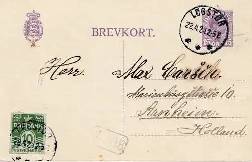 Danemark: 1924: Carte postale Logstor vers Arnhem
