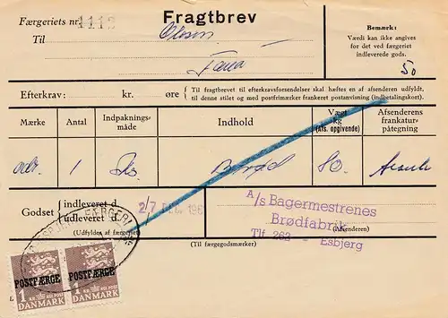 Danemark: 1961: Fragtbrev vers Esbjerg