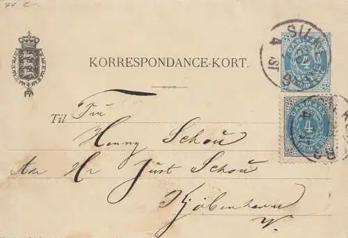 Dänemark: 1895: Ganzsache-Kartenbrief von Silkeborg
