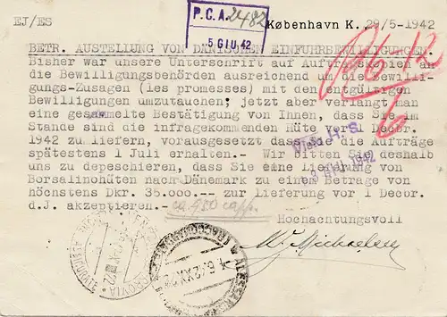 Danemark: 1942: lettre recommandée par l'Aéroport de Copenhague - Italie