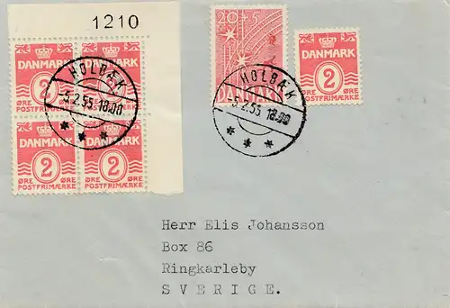 Danemark: 1955: Lettre Holbek en Suède