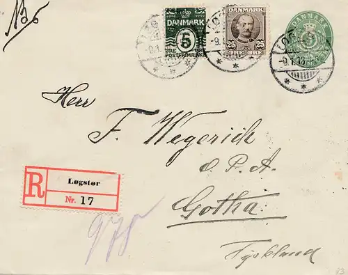 Danemark: 1913: Lettre recommandé de Logstor à Gotha