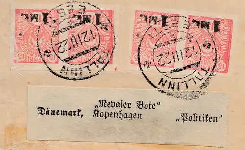 Estland: 1922: Tallin Brief nach Kopenhagen