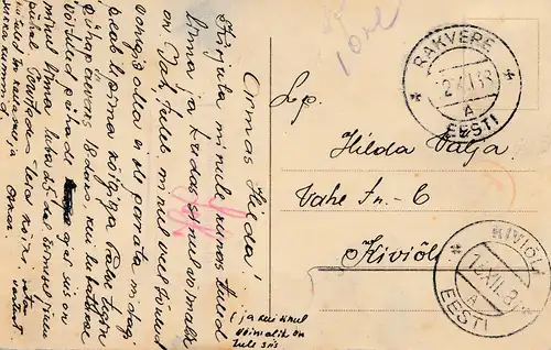 Estland: 1938: Ansichtskarte Rakvere, Taxe, Strafporto 10 Marka