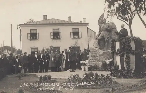 Estland: 1928 Ansichtskarte Einweihung des Denkmals