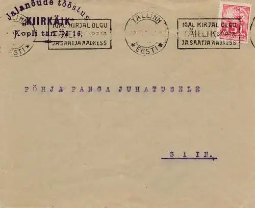 Estonie: Lettre de Kiirkäik à Siin, Country letter, Nordbank