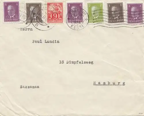 Estonie: Lettre Tallinn à Hambourg en 1939