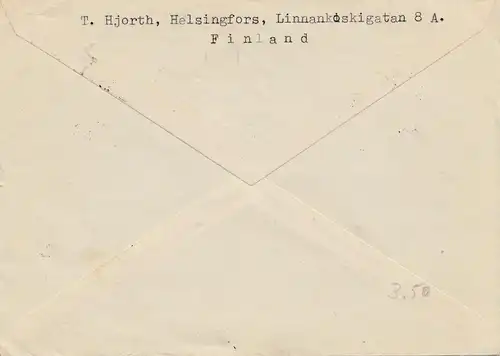 Finlande: 1964 Lettre postale d'Helsinki vers les États-Unis