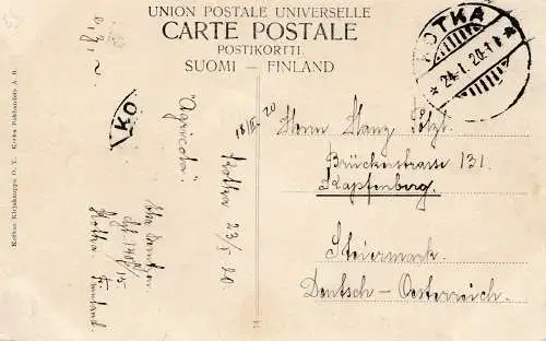 Finnland: 1920: Ansichtskarte Kotka - Österreich