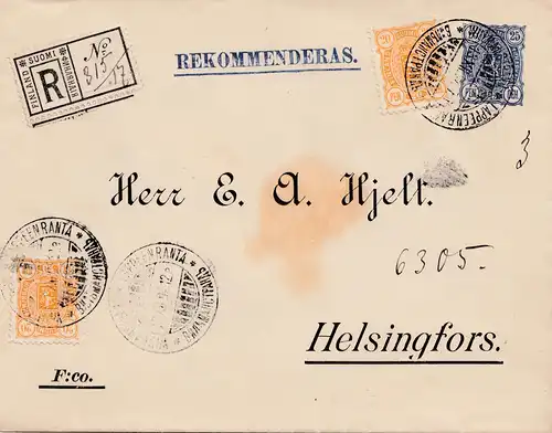 Finnland: 1894: Einschreiben nach Helsingfors