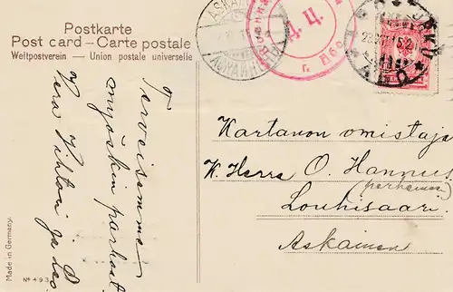Finnland: 1915: Neujahrskarte nach Askainen