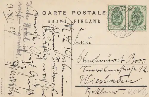 Finlande: 1911: Carte de vue d'Imatra vers l'Allemagne