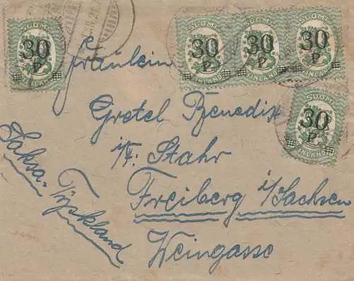 Finlande: 1921: Lettre à Fribourg.