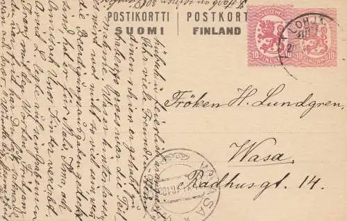Finnland: 1918: Ganzsache nach Wasa