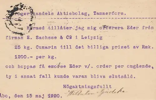 Finlande: 1920: Tout ce qui concerne Abo Tampere