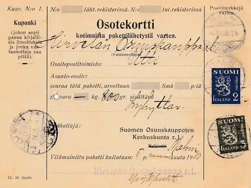 Finlande: 1930: Carte de Malm