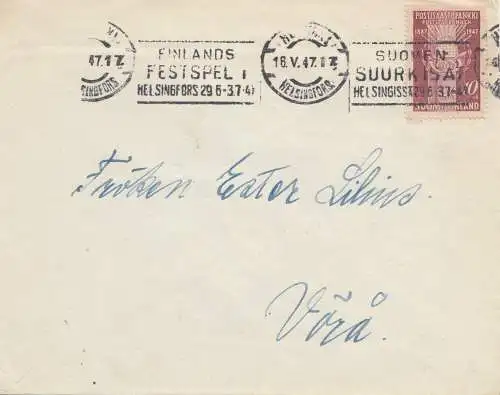 Finlande: 1947: Lettre Festpel Helsinki