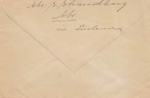 Finnland: 1922: Brief von Turku nach Solingen/D