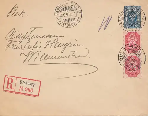 Finlande: 1904: lettre recommandée Uleaborg