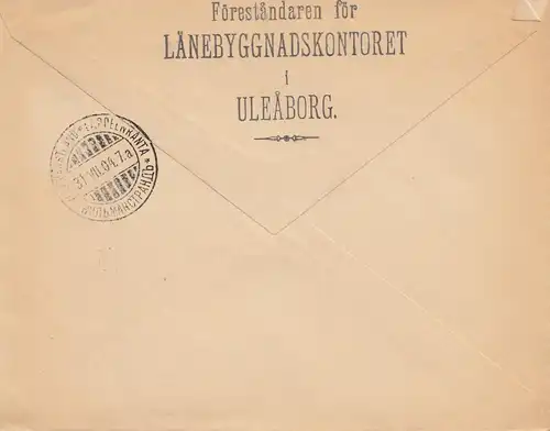 Finlande: 1904: lettre recommandée Uleaborg