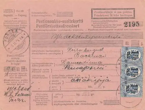 Finlande: 1926: Carte Forssa.