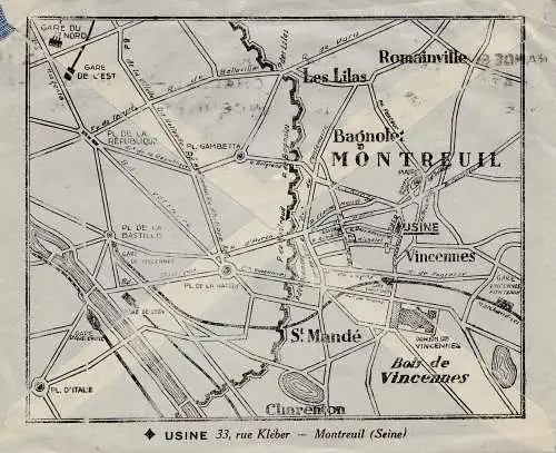 France: Lettre de Montreuil à Bale/Suisse