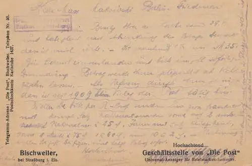 Frankreich: 1920 Bischweiler nach Berlin