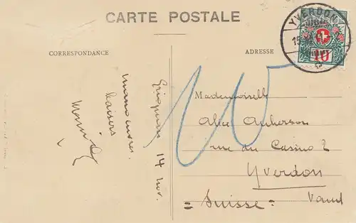 Frankreich: 1911: Ansichtskarte Grignan in die Schweiz - Nachporto
