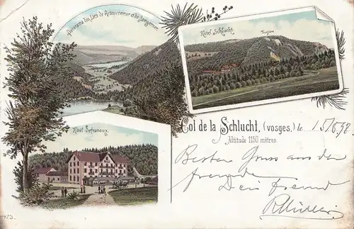Frankreich: 1898: Ansichtskarte Col de la Schlucht nach Leipzig