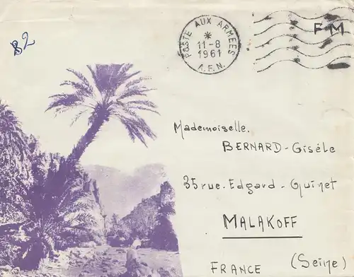 France: 1961: Poste aux armées à Malakoff