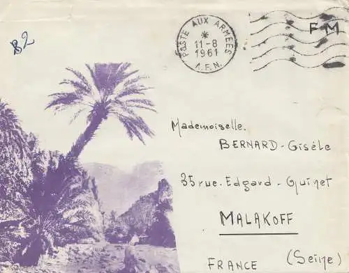 Frankreich: 1961: Poste aux Armees nach Malakoff