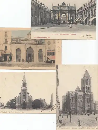 France: 1903-1905; 4 cartes visuelles: Nancy, Lille, St. Denis, Saint-Cloud