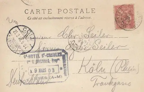 Frankreich: 1903: Carte Postale Nice nach Köln