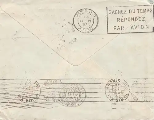 France: 1935: Poste aérien de Paris à l'Allemagne via USA Consulat Columbie