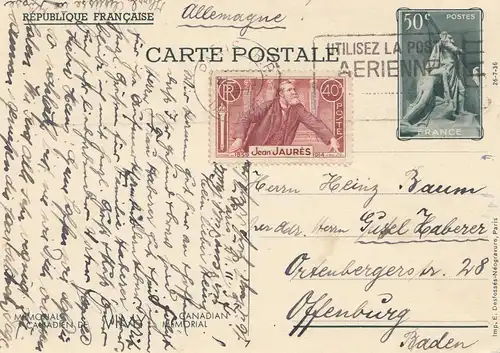 Frankreich: Ansichtskarte Memorial Canadien