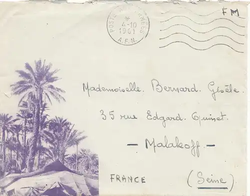 Frankreich:1961: Postes aux Armees nach Malakoff
