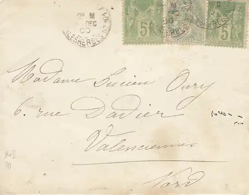 Frankreich:1900: Brief nach Valenciennes