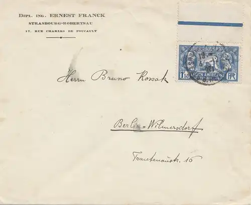 Frankreich: 1920: Strasbourg-Robertsau nach Berlin