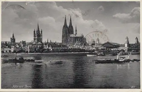 France: 1937: Carte de vue de Cologne vers la France - Taxe