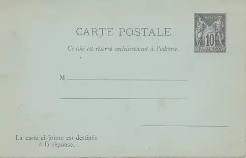 Frankreich: Ganzsache / Carte Postale avec reponse card