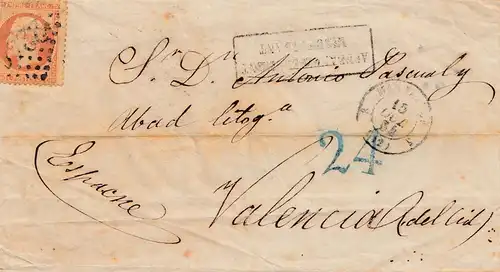 France: 1856: Lettre à Valence.