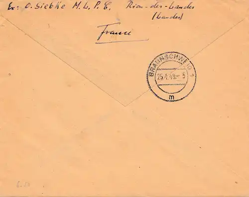France: 1949: Lettre à Braunschweig