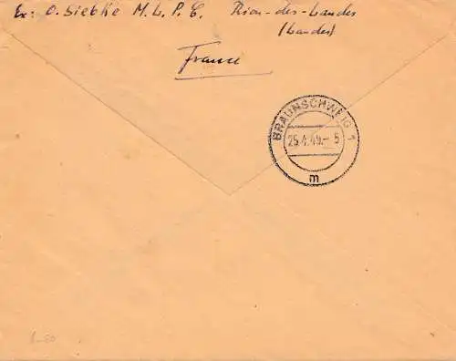 France: 1949: Lettre à Braunschweig